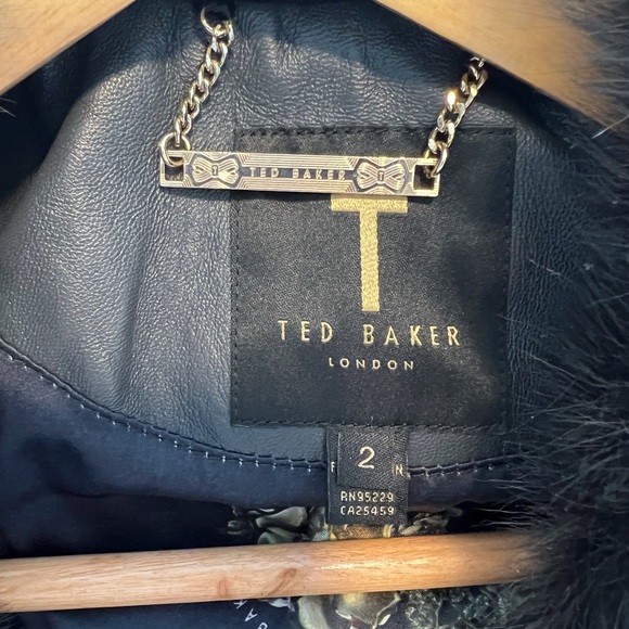 Ted Baker Leather Jacket Faux Fur - Picture 2 of 4